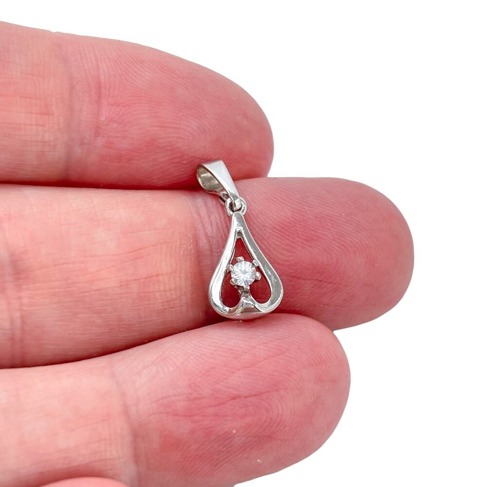 Vintage Sterling Silver 925 White Sapphire Pendant